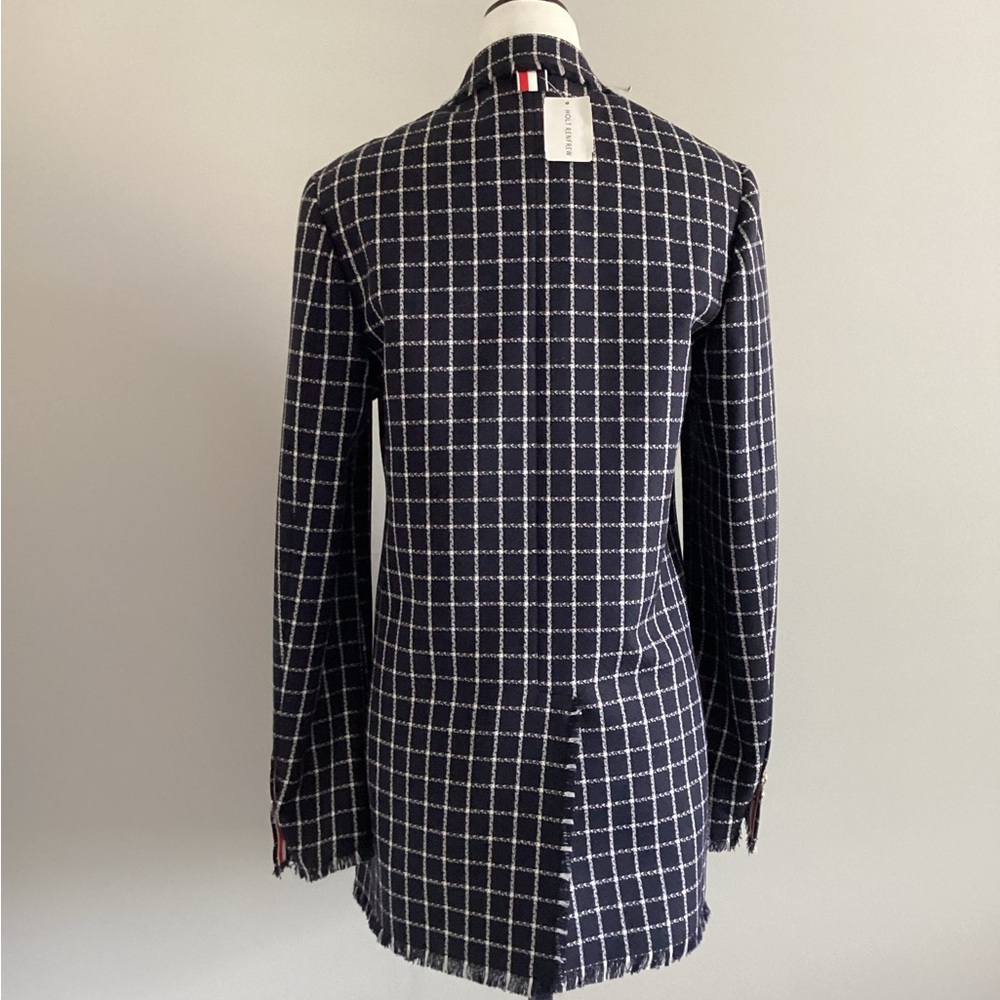NWT Thom Browne Women’s Frayed Double-Breasted Wool Blazer, Size 40 - Picture 4 of 16